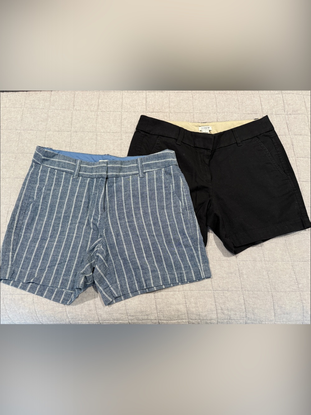 2 J Crew Women’s Shorts - Blue Striped & Black